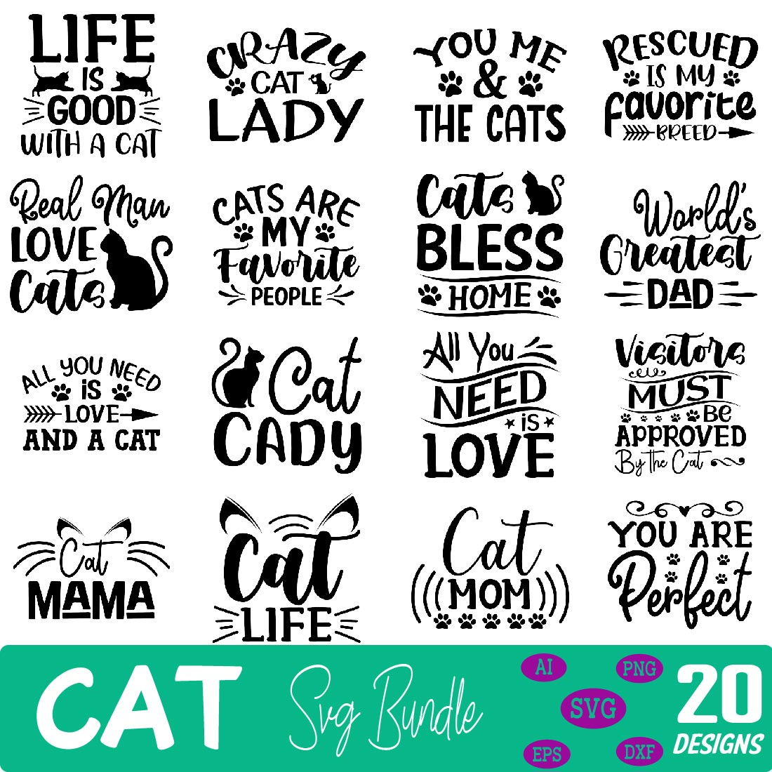 cat svg bundle preview image.