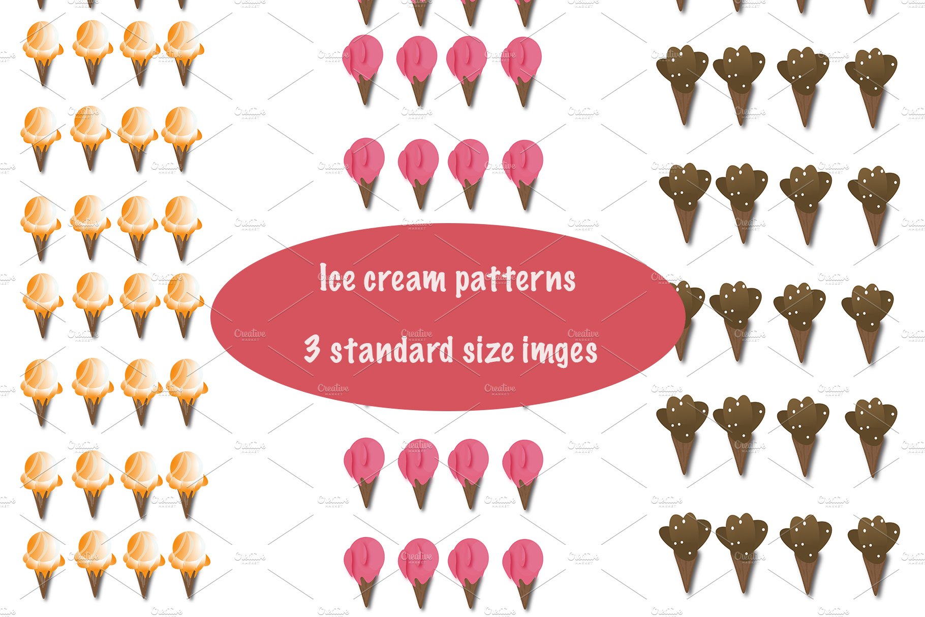 Ice cream pattern set. cover image.