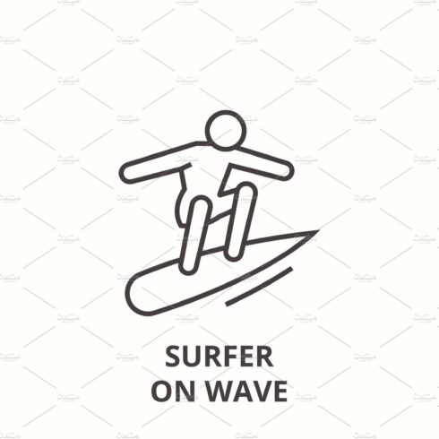 surfer on wave line icon, outline sign, linear symbol, vector, flat illustr... cover image.