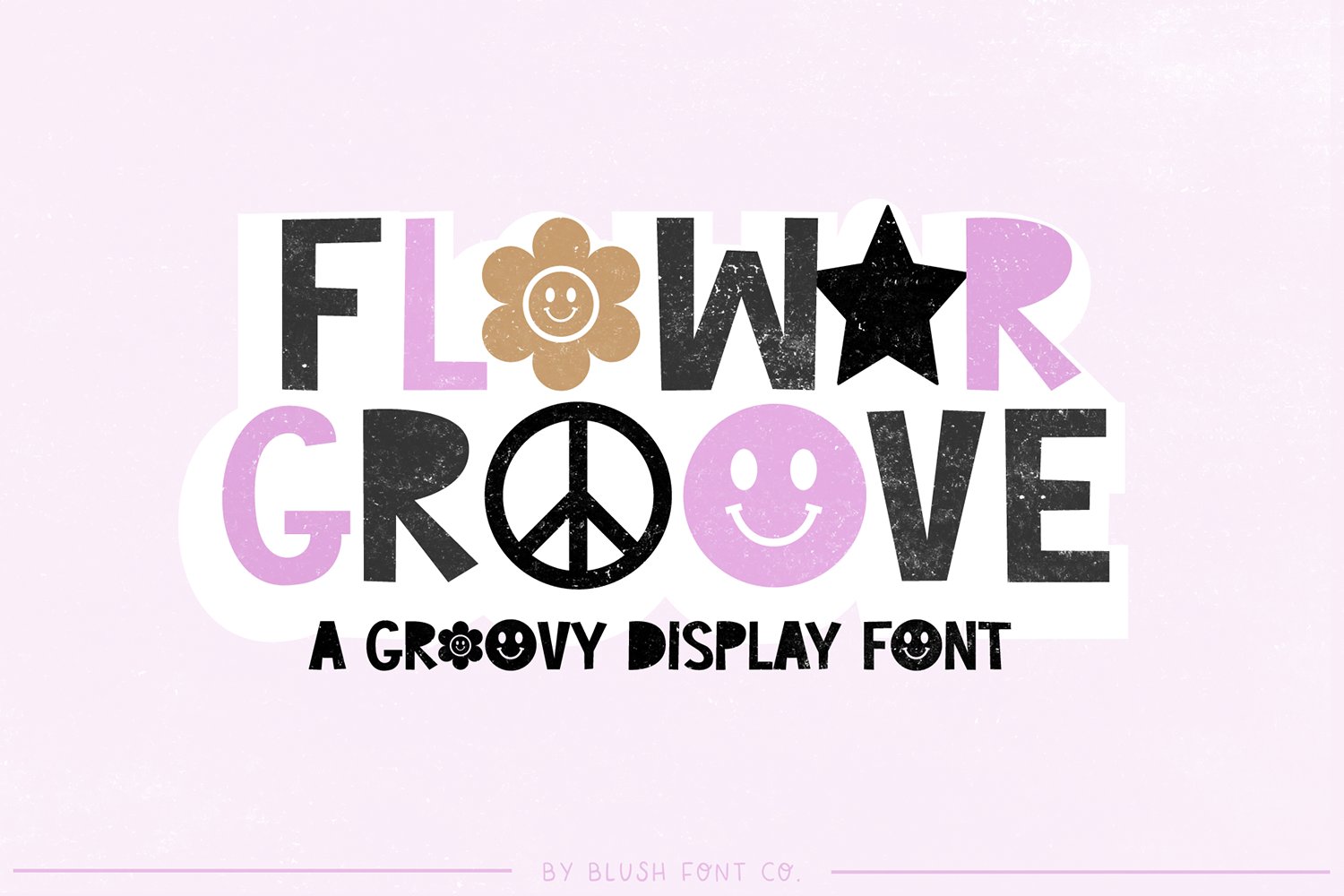FLOWER GROOVE Retro Smiley Face Font cover image.