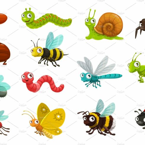 Cute bugs and insect characters cover image.