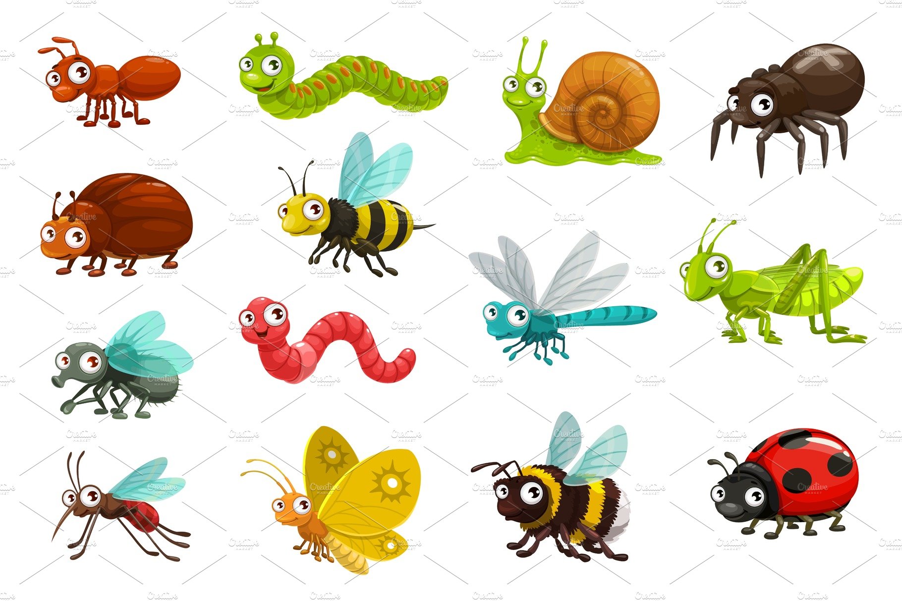 Cute bugs and insect characters cover image.