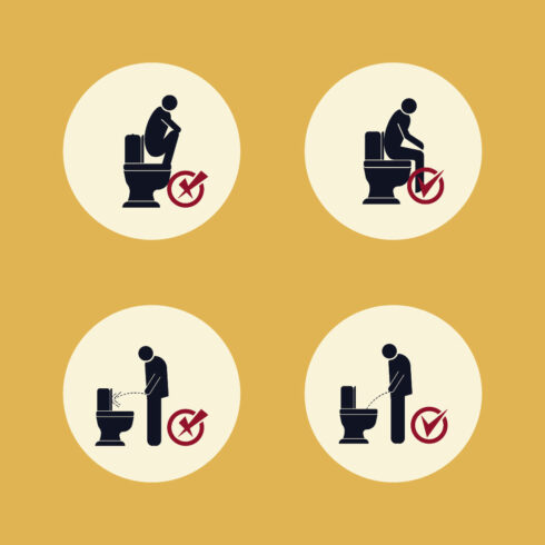 Caution using the toilet properly symbol sign design vector illustration only $4 cover image.