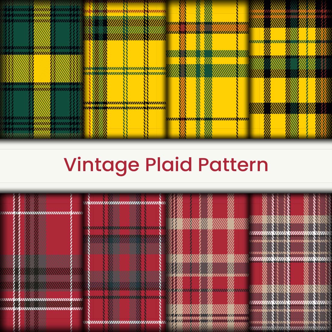 Fabric texture seamless pattern bundles in yellow, pink, green, red, brown and black vector illustration Only $ 8 pinterest preview image.