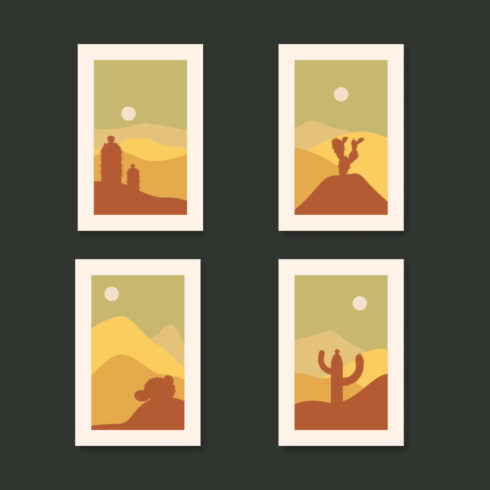 Contempory landscape poster with cactus vector illustration only $5 cover image.