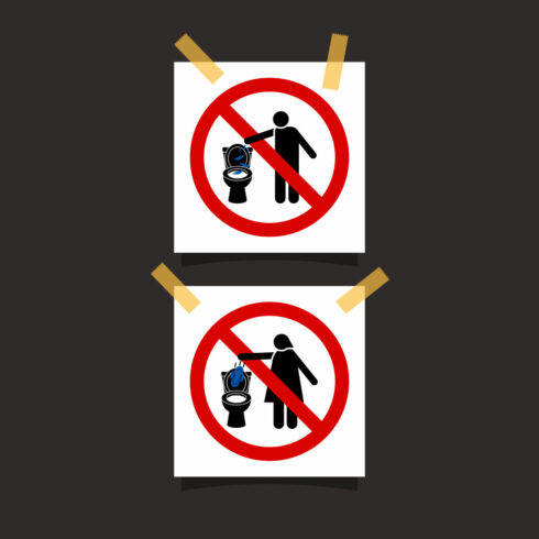 Caution do not litter to the toilet for men and women symbol sign design vector illustration only $4 cover image.