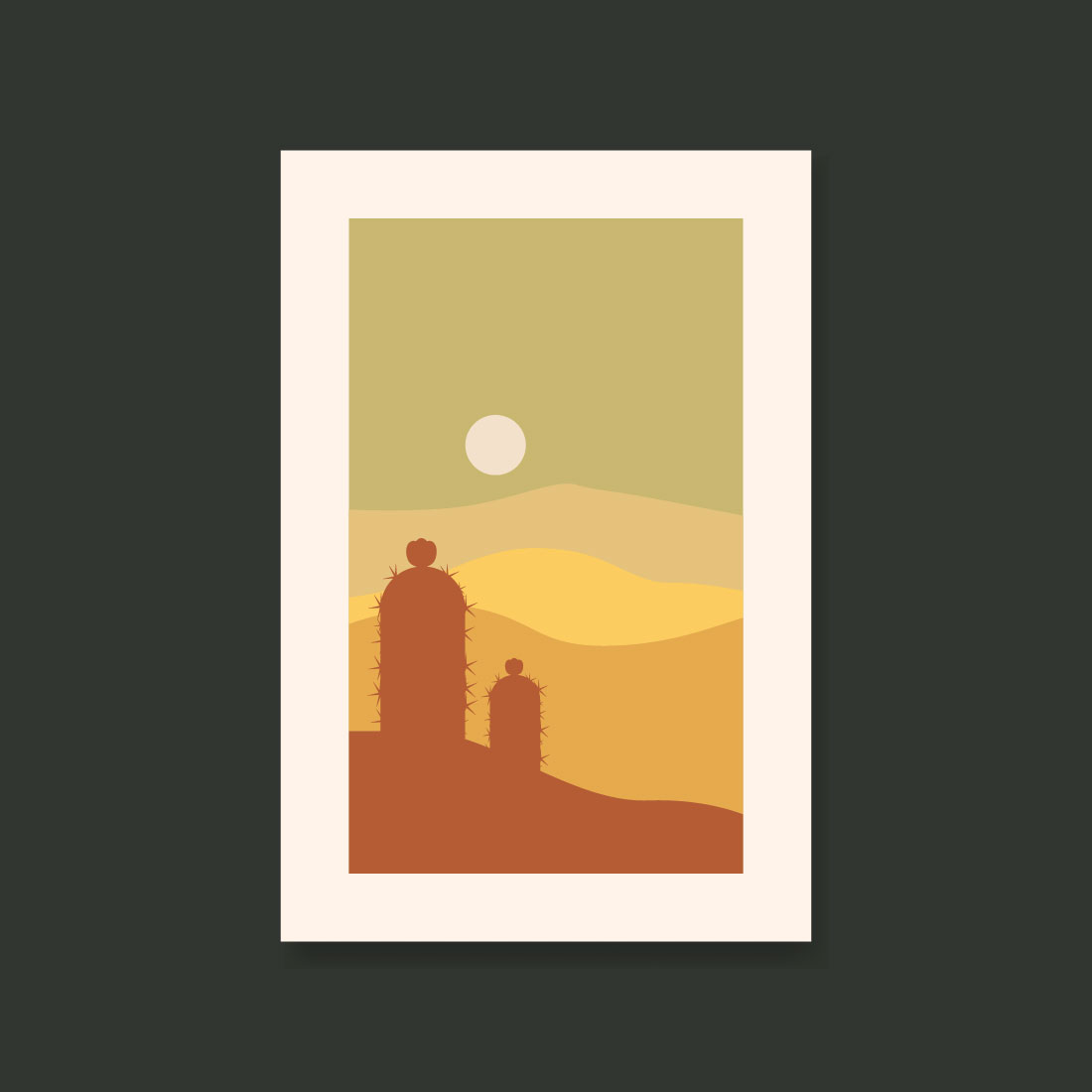 Contempory landscape poster with cactus vector illustration only $5 preview image.