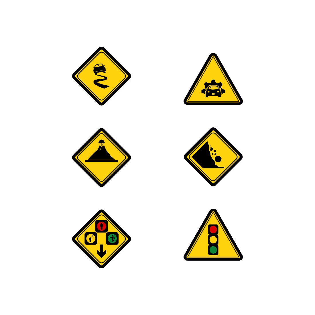 Warning sign and symbol set graphic design vector illustration only $4 preview image.