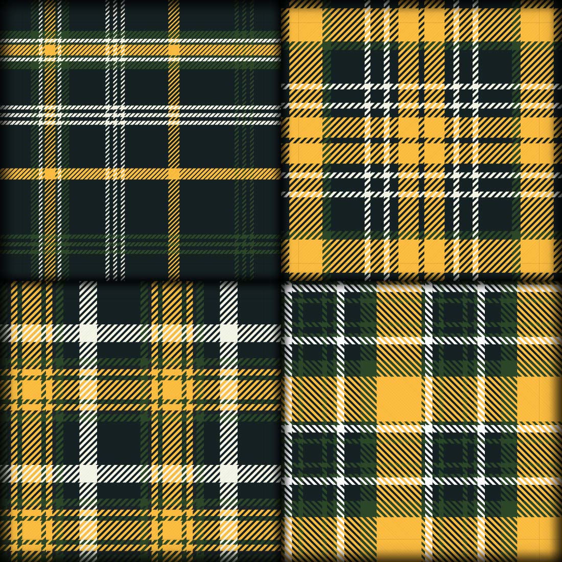 Set of seamless tartan plaid pattern with green, white, blue, brown and yellow colors vector illustration Only $ 7 preview image.