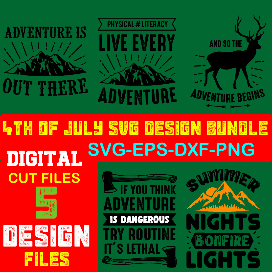 Adventures And Outdoors T-shirt Design Bundle Volume-37 cover image.