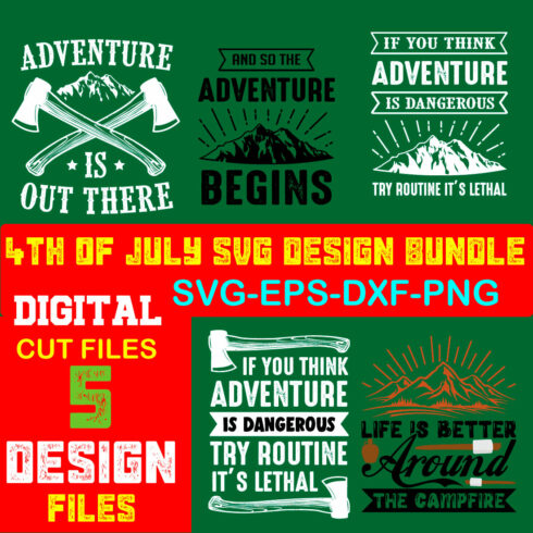 Adventures And Outdoors T-shirt Design Bundle Volume-35 cover image.