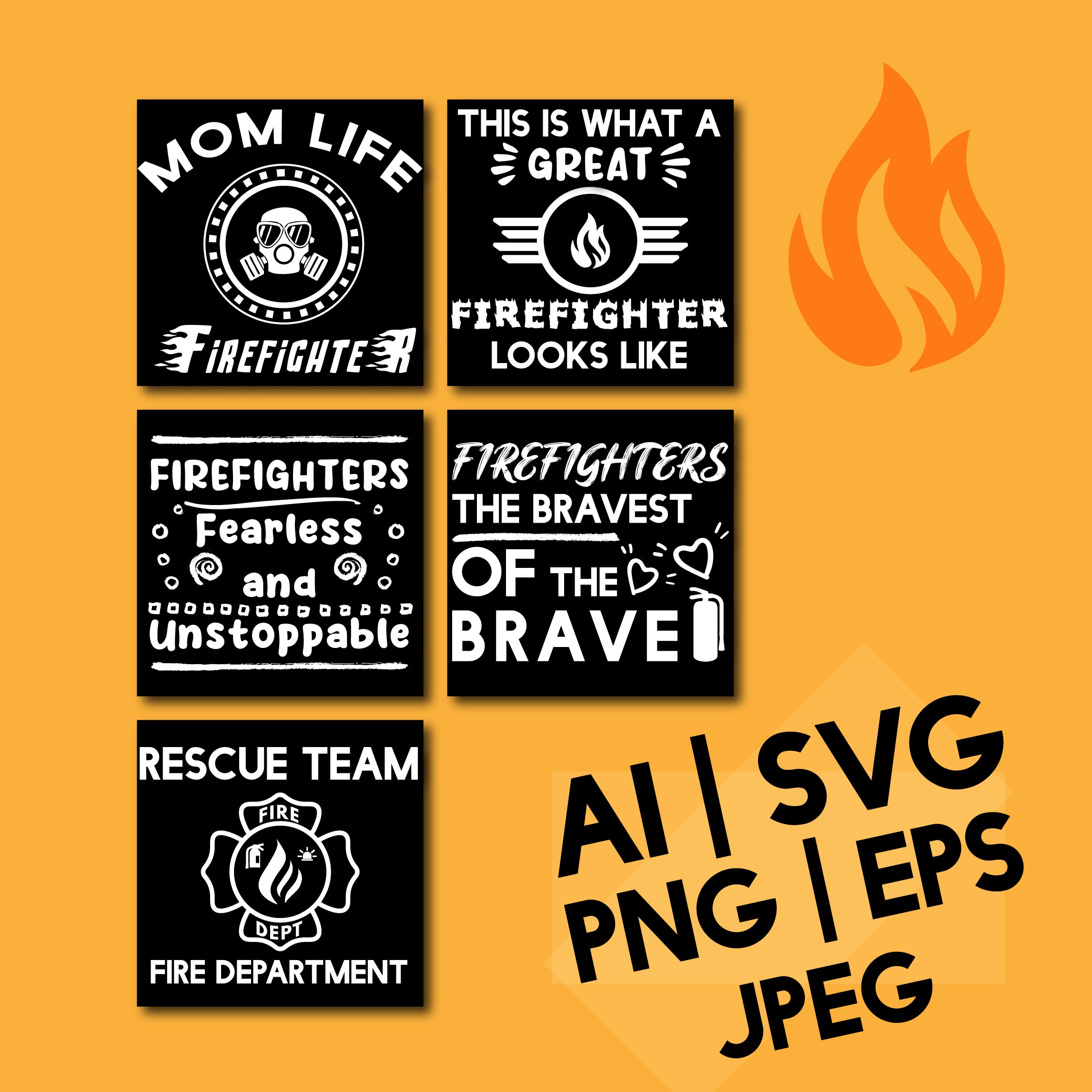 Firefighter T-shirt Design Bundle preview image.