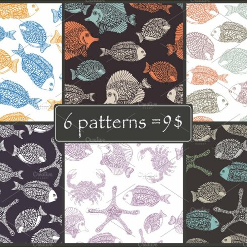 Seamless pattern with ocean fish cover image.