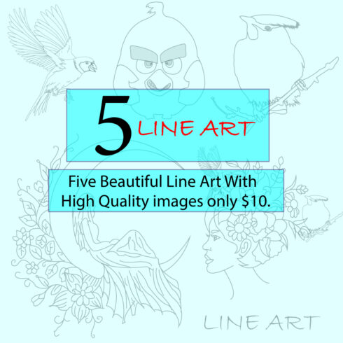 Five-Beautiful-Line Art-High Quality images-only $10 cover image.