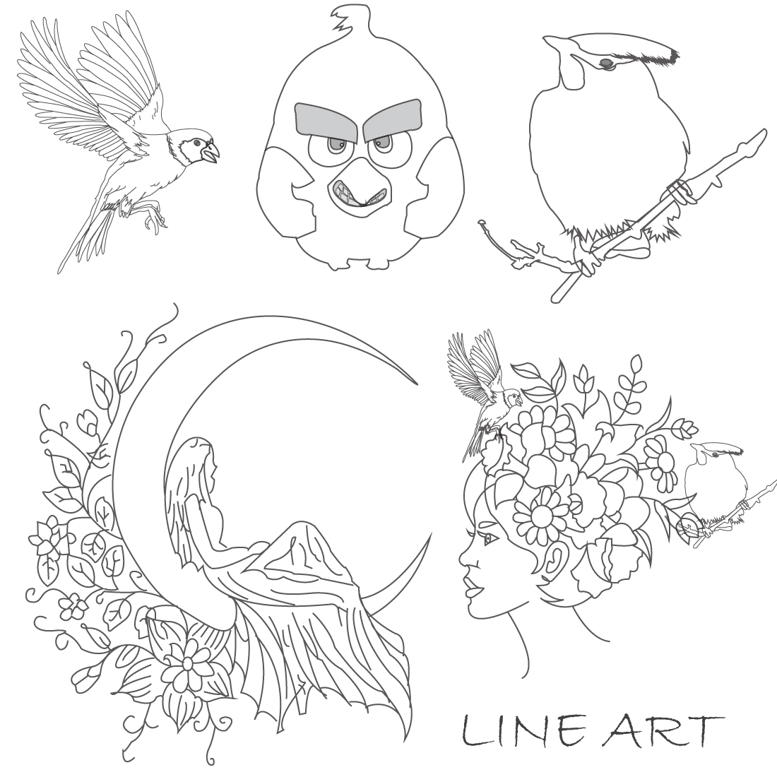 Five-Beautiful-Line Art-High Quality images-only $10 preview image.