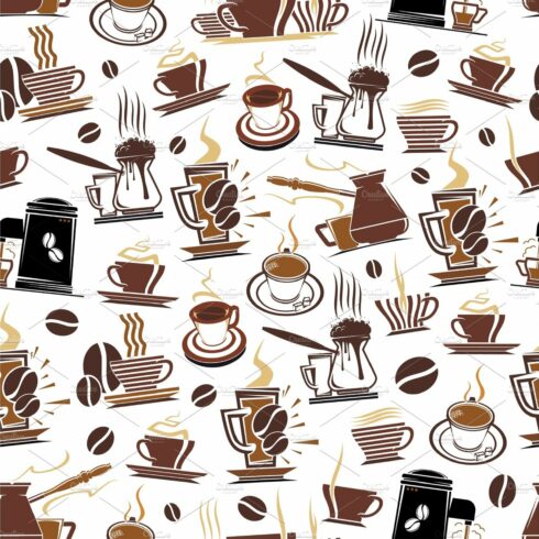 Vector pattern of coffee cups and cover image.
