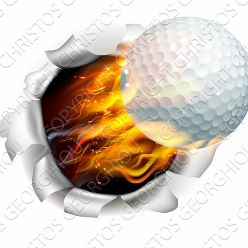 Flaming Golf Ball Tearing a Hole in the Background cover image.