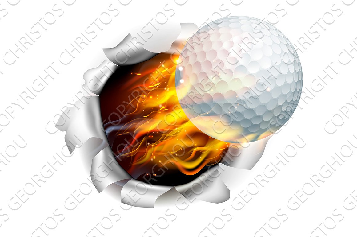 Flaming Golf Ball Tearing a Hole in the Background cover image.