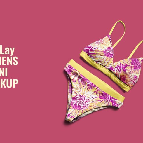 Flat Lay Womens Bikini Mockup cover image.