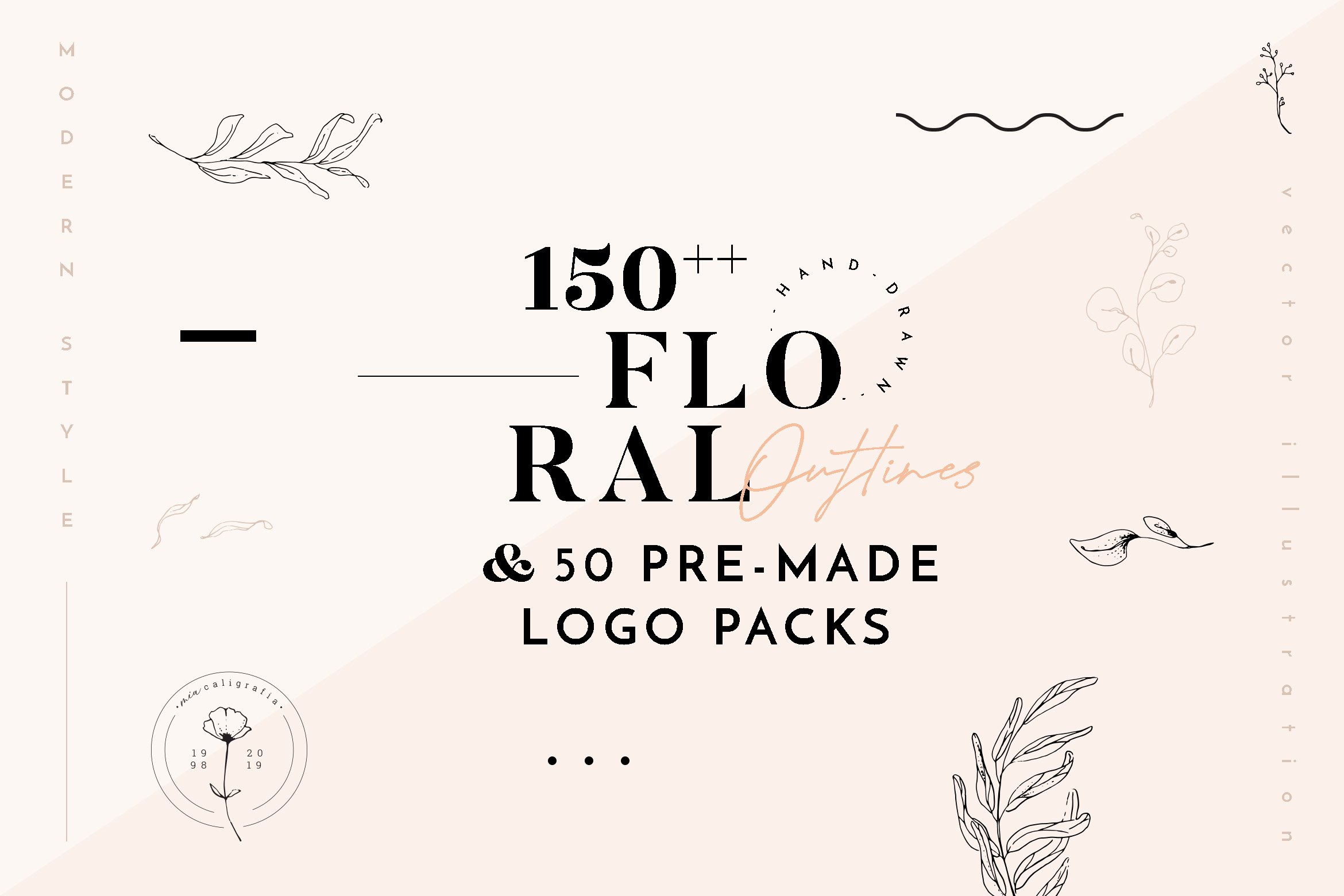 Floral Illustration & Logo Packs cover image.