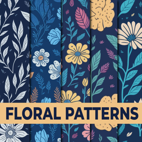 Set of Seamless Floral Patterns cover image.