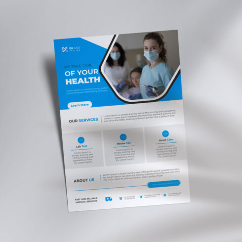 Medical care poster and flyer template design cover image.