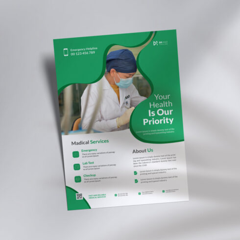 Medical healthcare flyer design and brochure cover page template cover image.