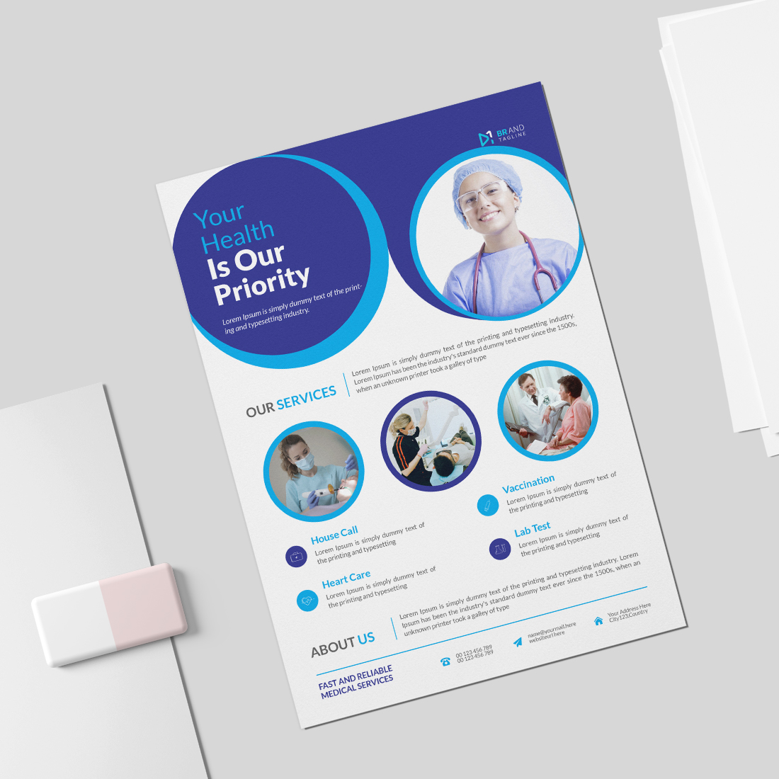 Hospital template design preview image.