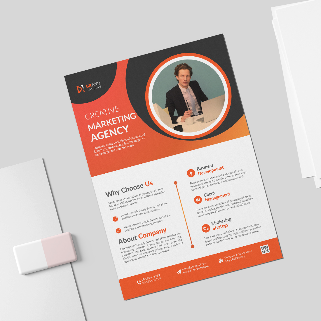 Creative and modern flyer design template preview image.