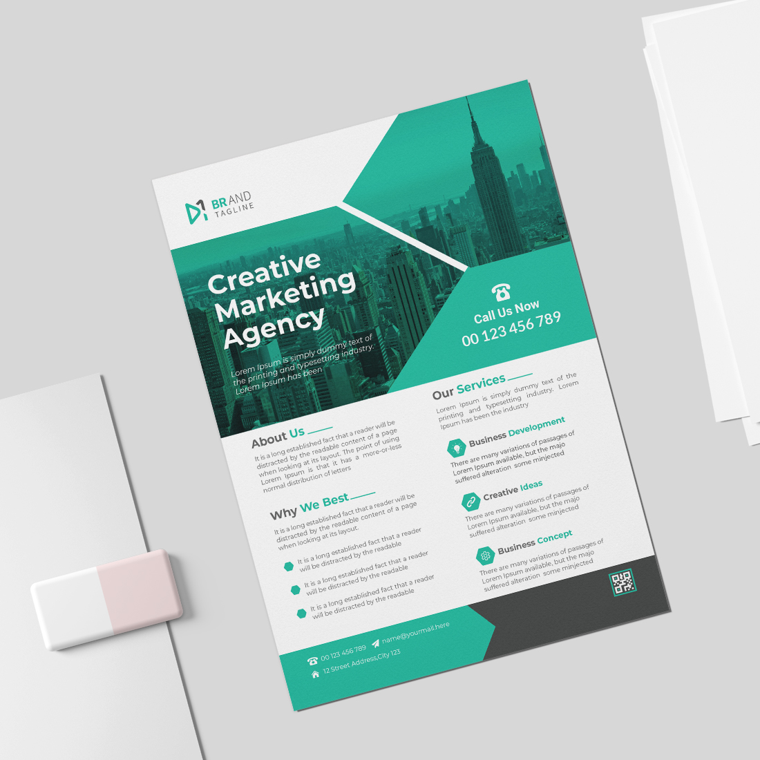 Business flyer template with photo preview image.