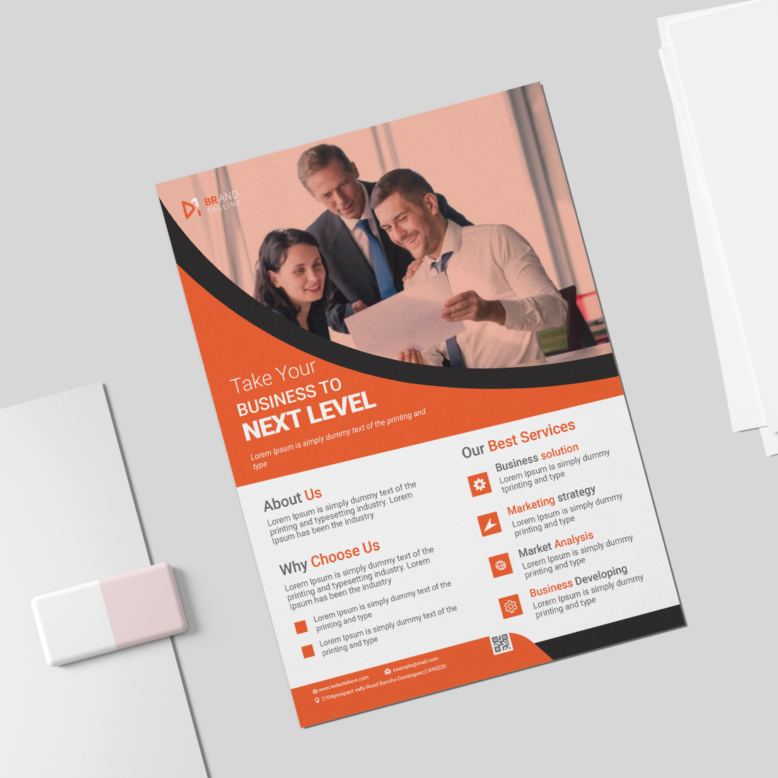 Minimalist corporate business flyer template preview image.