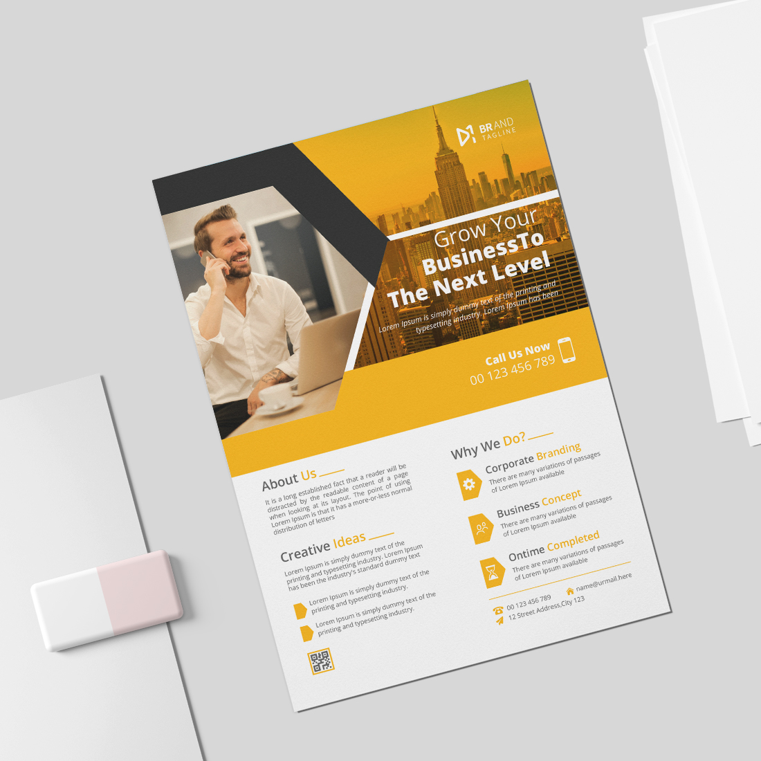 Corporate minimal business flyer design template preview image.