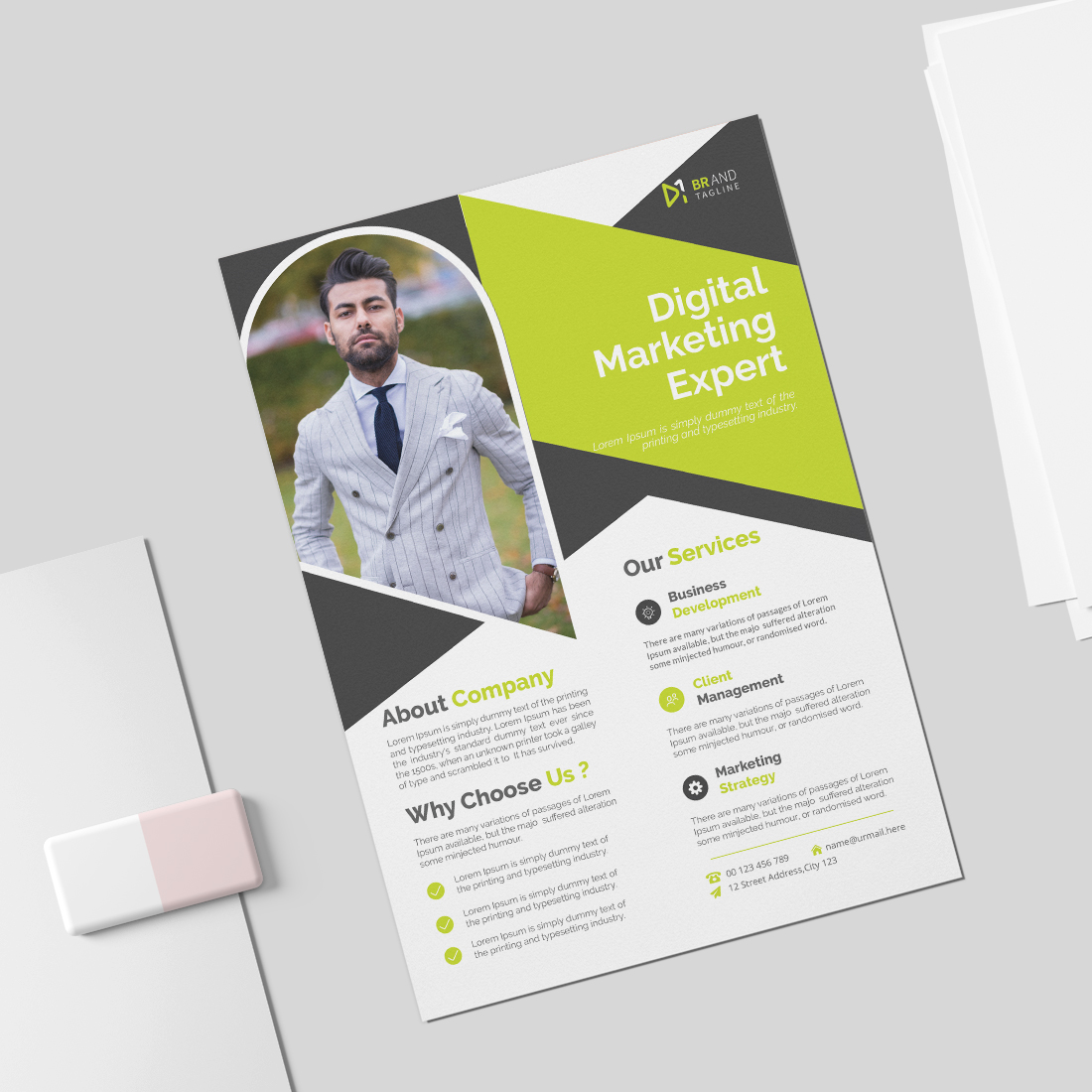 Modern business flyer design template preview image.