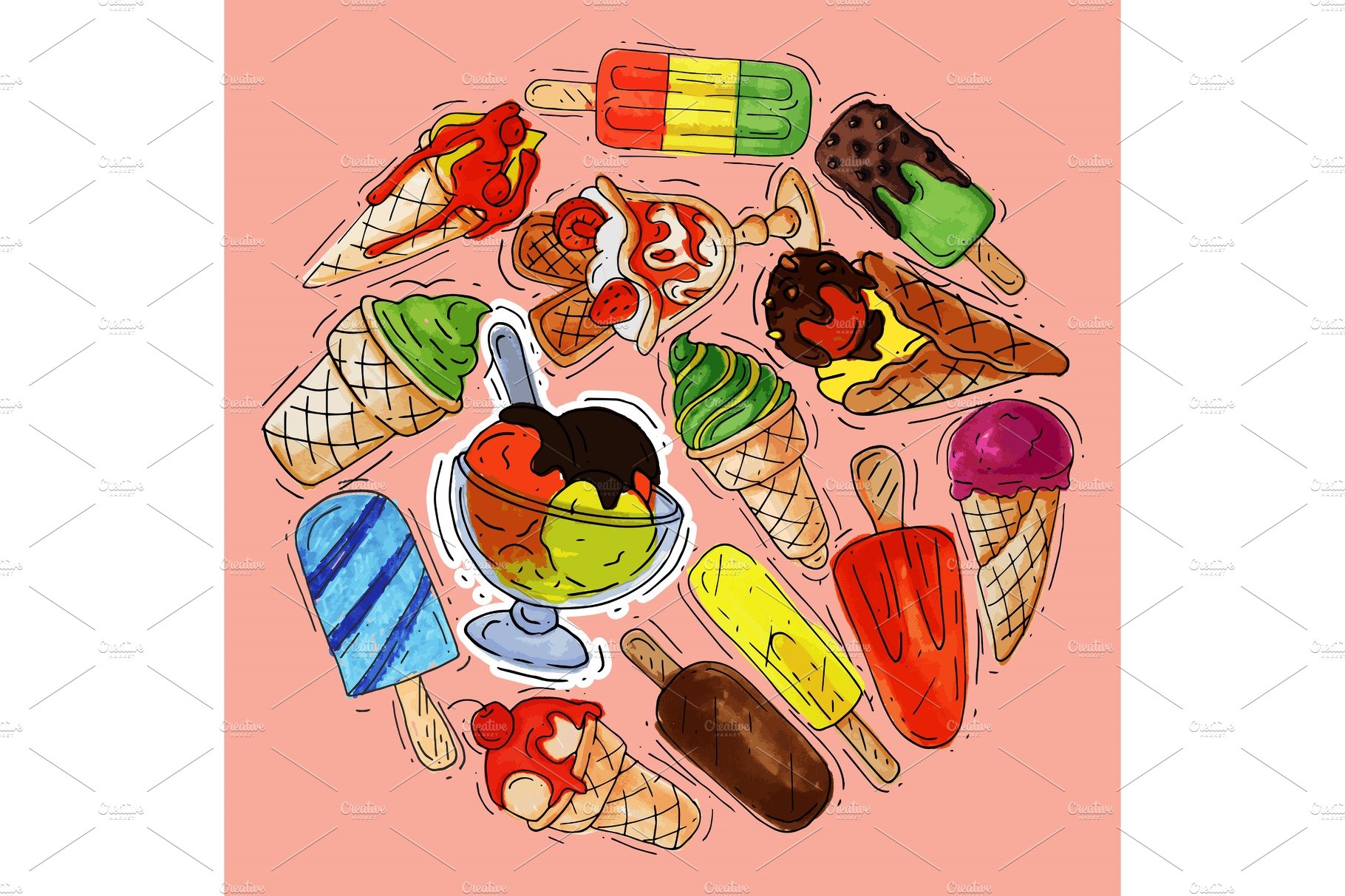Ice cream round pattern summer cover image.