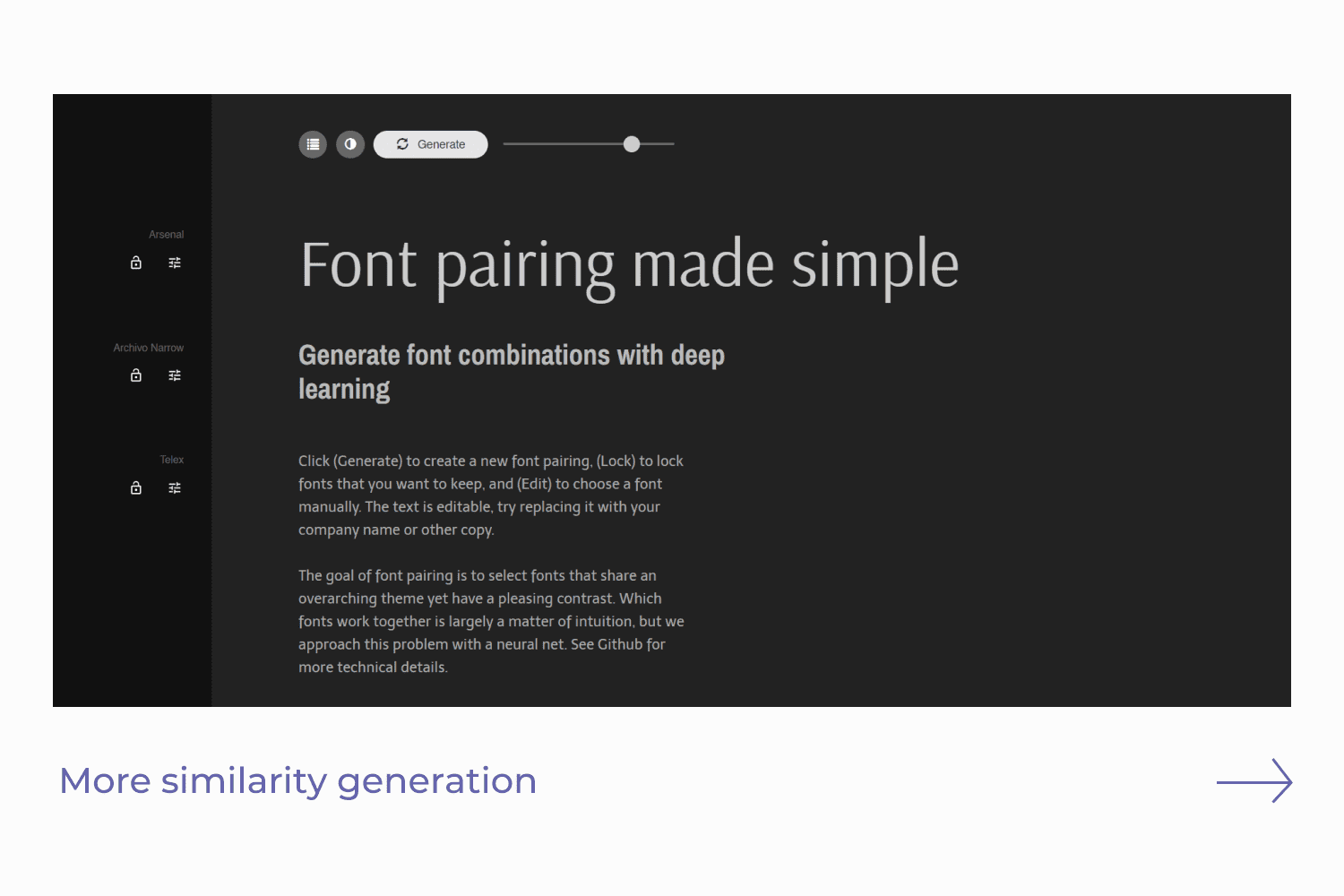 Screenshot of the Fontjoy site with setting options and bold text.