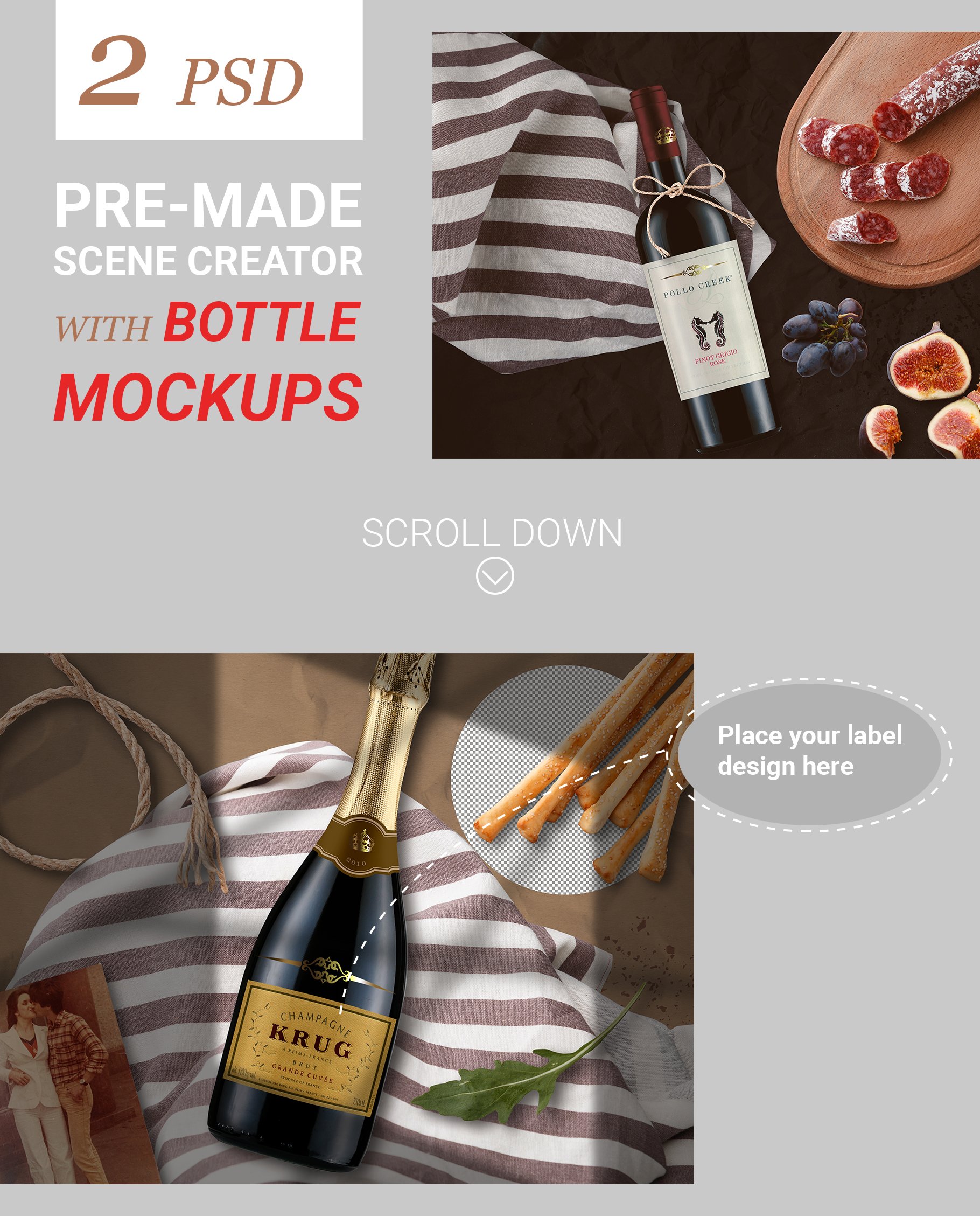 Food & Wine Scene Creator & Mockups preview image.