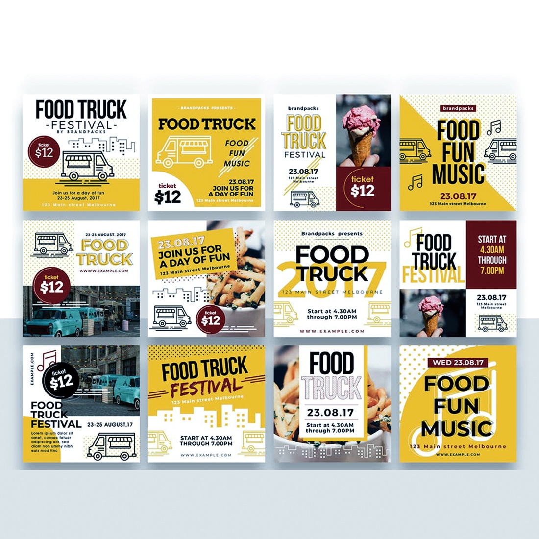 Food Truck Social Media Template PSD/AI preview image.