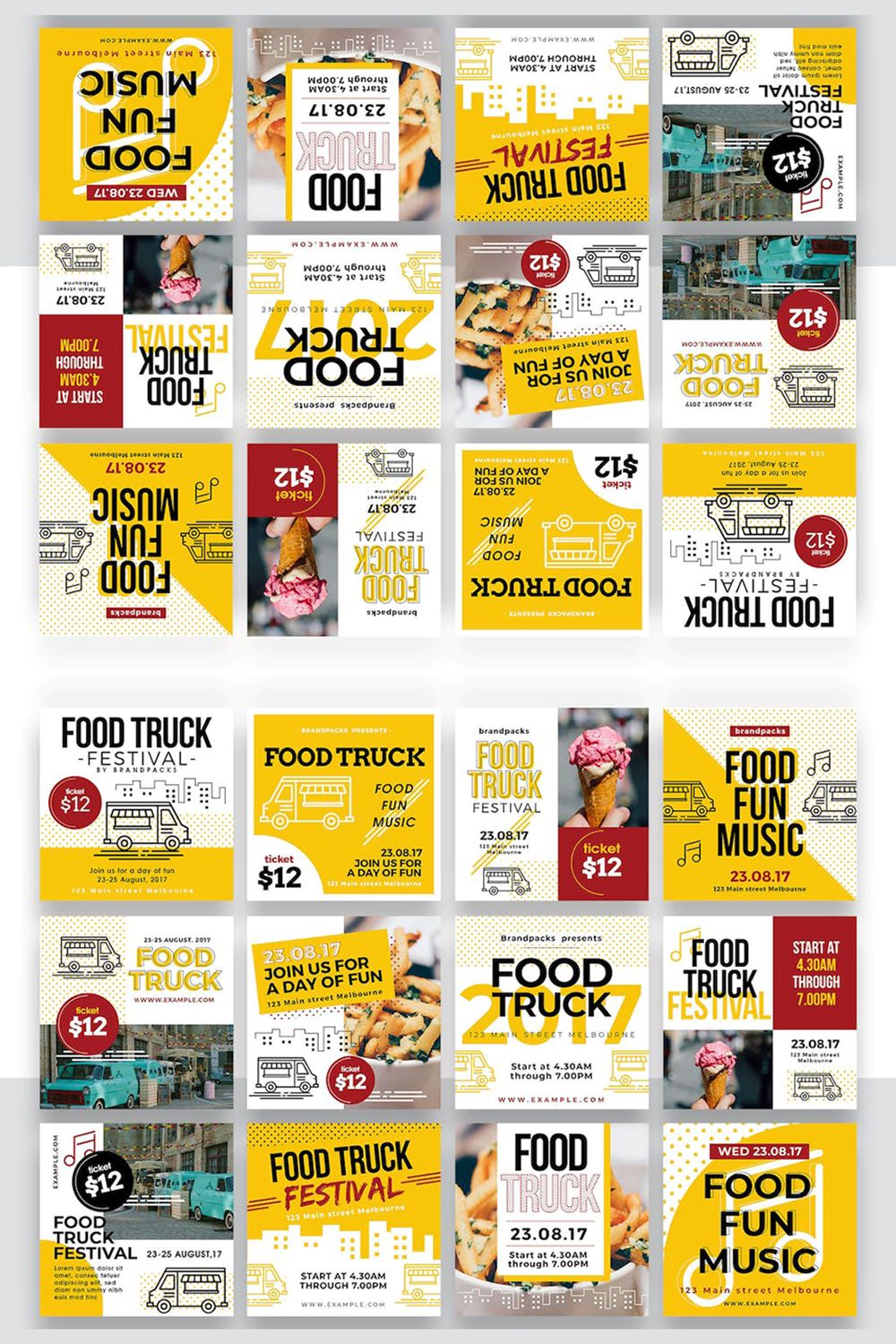 Food Truck Social Media Template PSD/AI pinterest preview image.