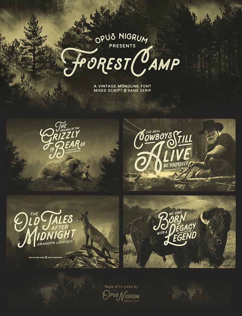 forest camp font by opus nigrum todos 981