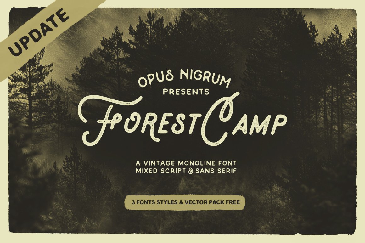Forest Camp Font + Free Vector Pack cover image.
