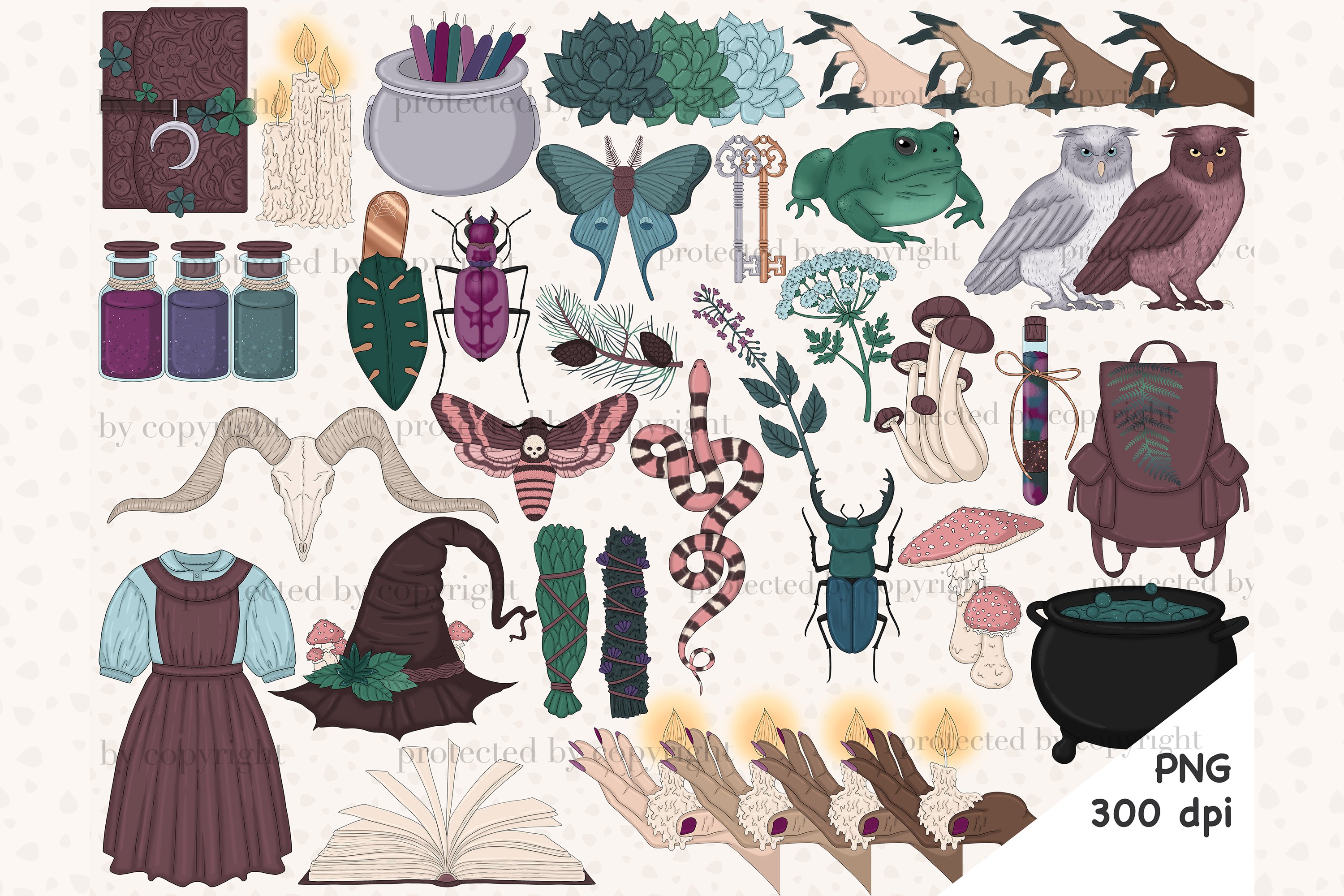 Forest Witch Clipart preview image.