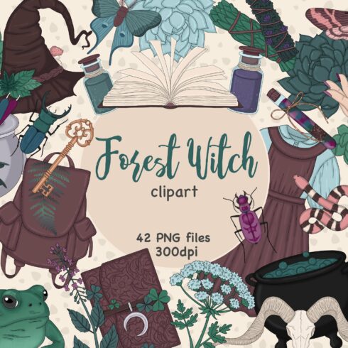Forest Witch Clipart cover image.