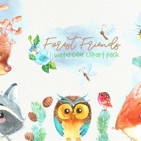 Woodland forest watercolor animals cover image.