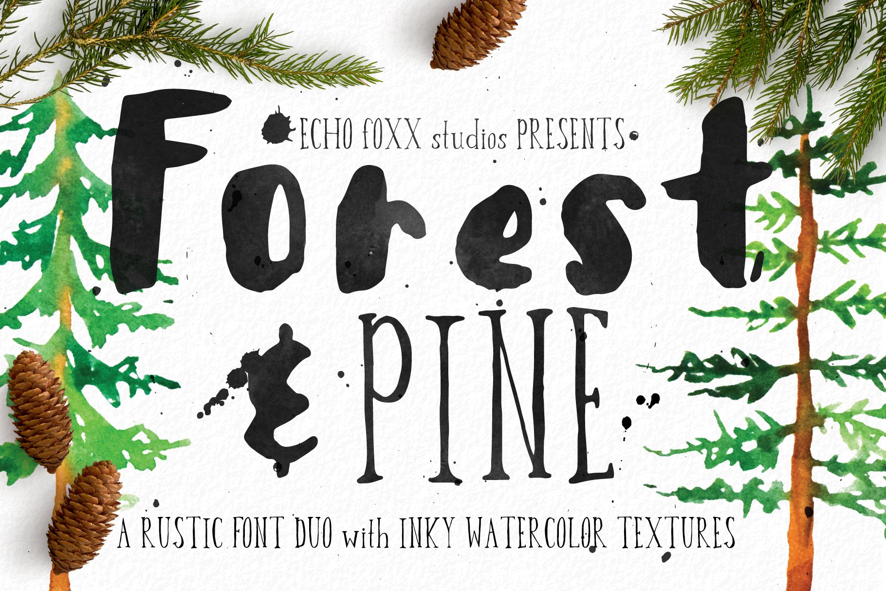 Forest & Pine Textured Font Bundle cover image.