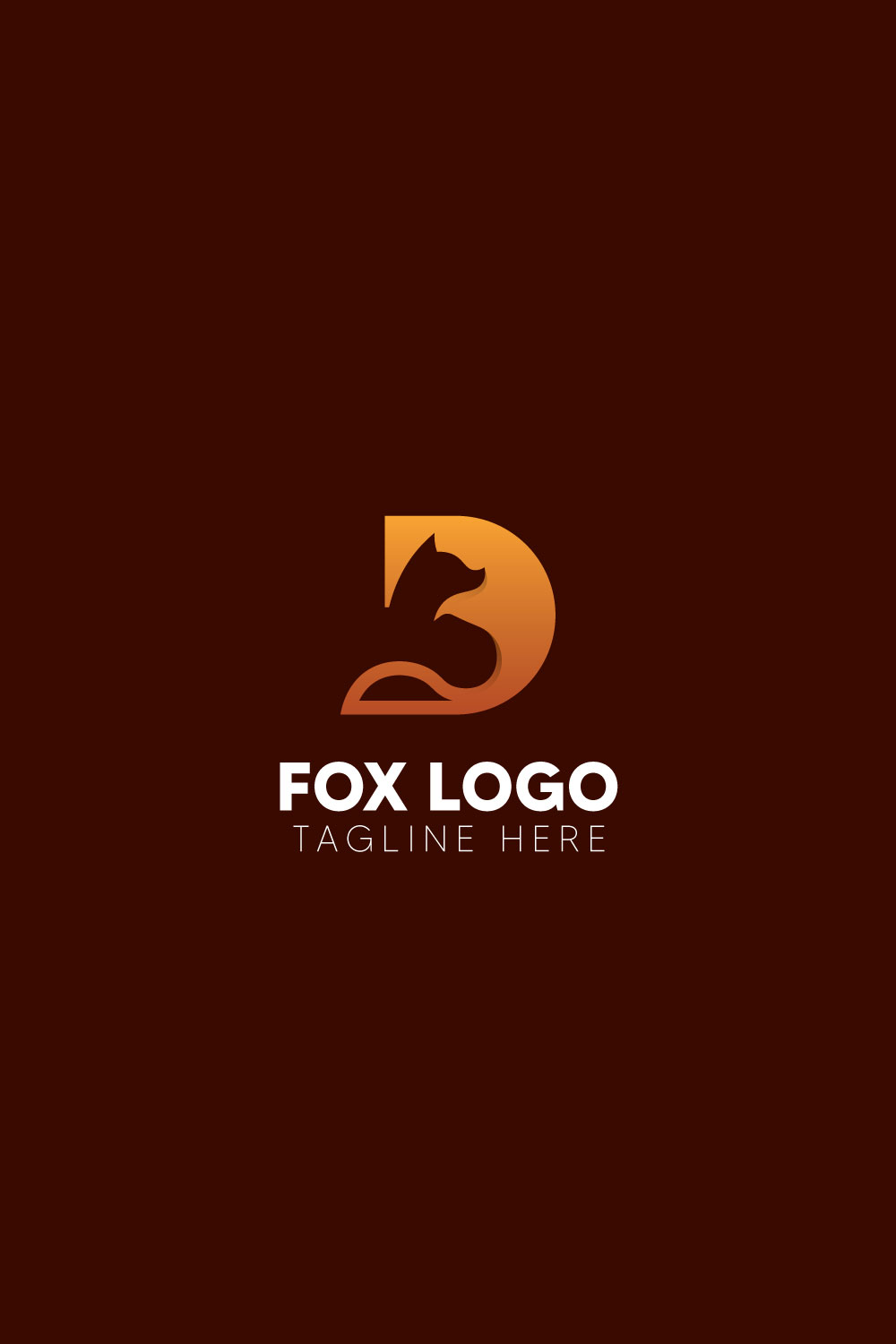fox and letter D logo concept in modern style pinterest preview image.