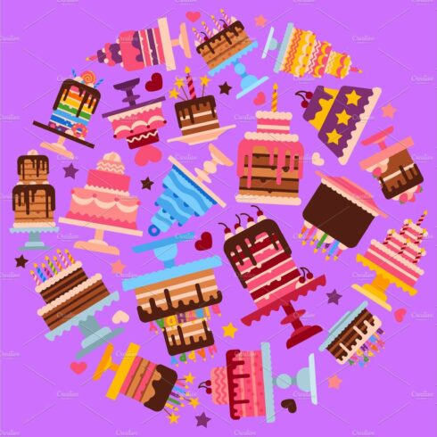 Cake shop round round pattern vector cover image.