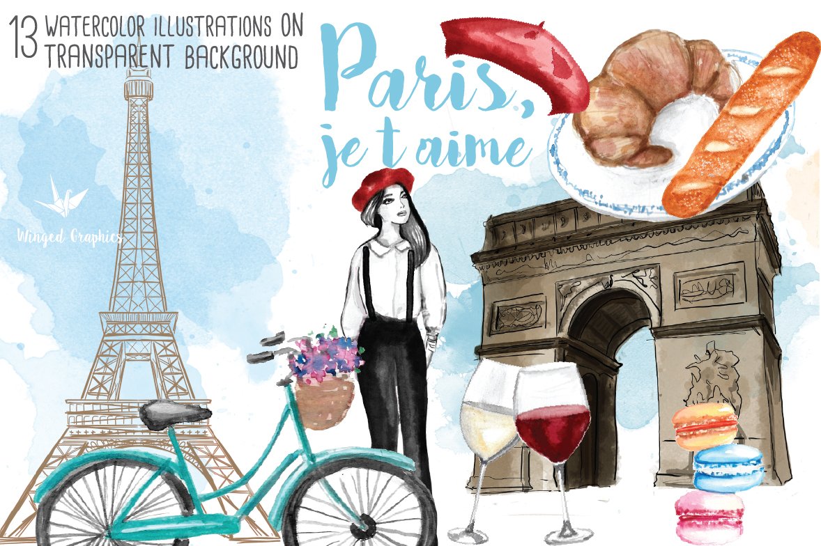 Paris/ France illustrations cover image.