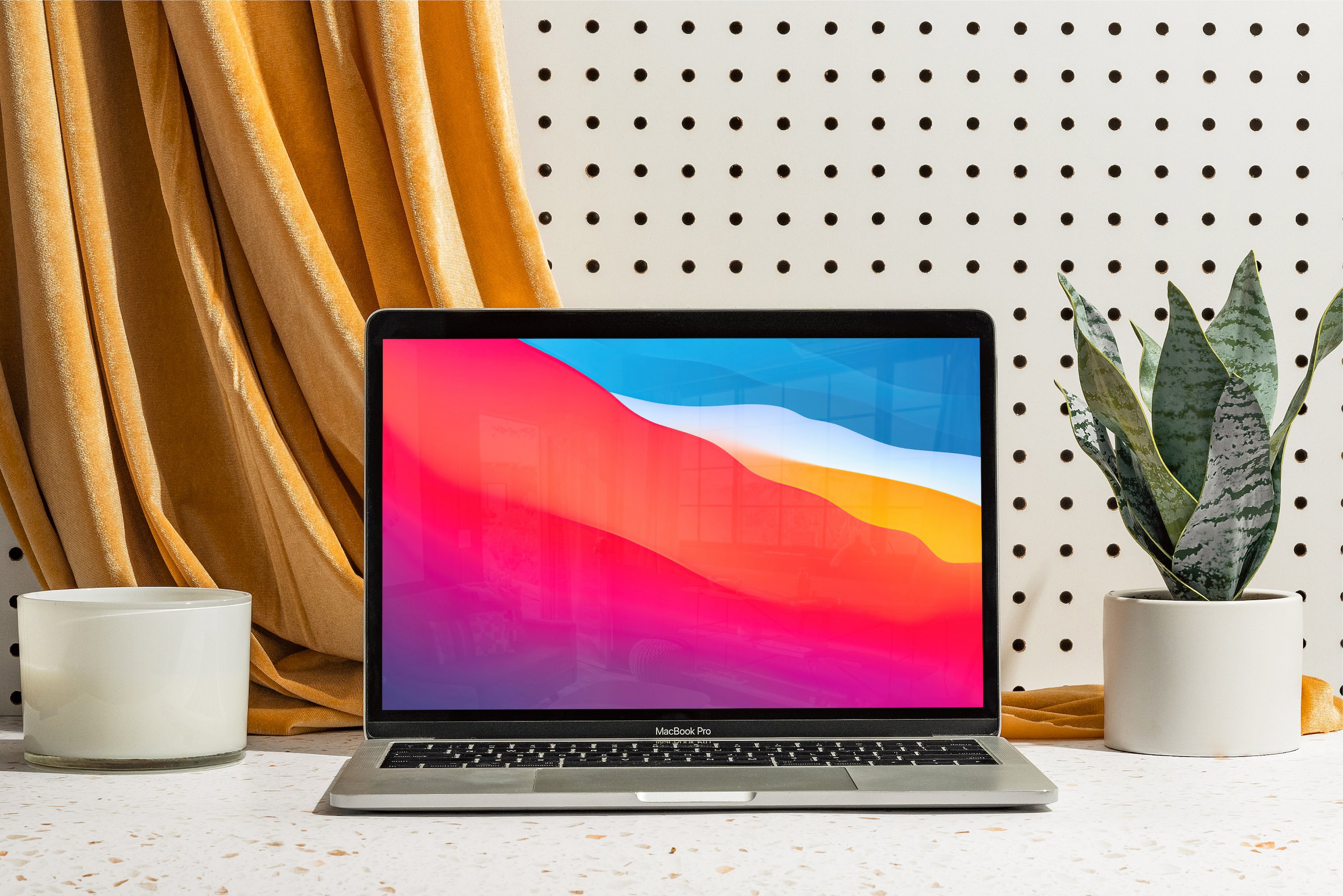 MacBook Pro Photoshop PSD Mockup preview image.