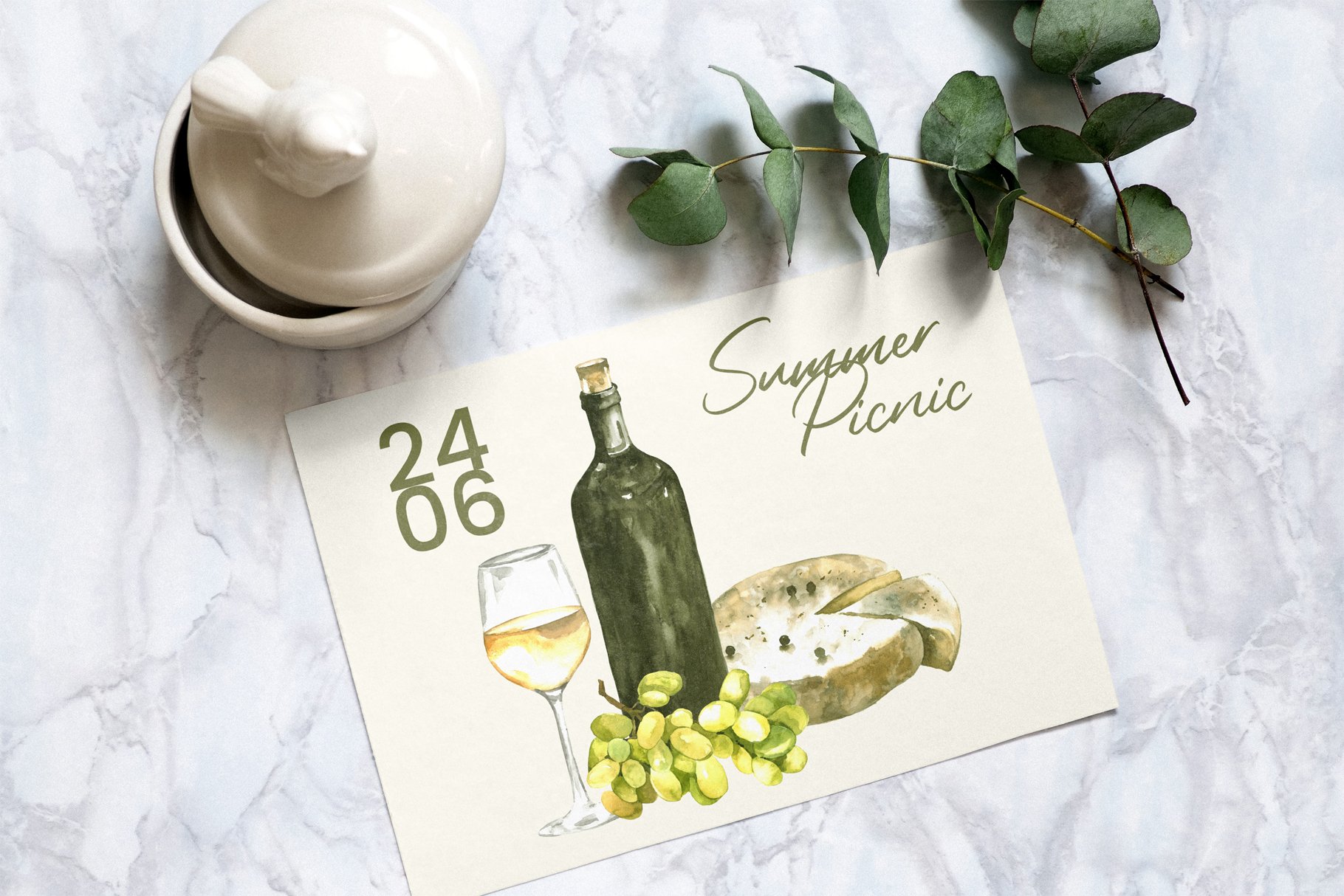 Summer Picnic Watercolor Collection preview image.