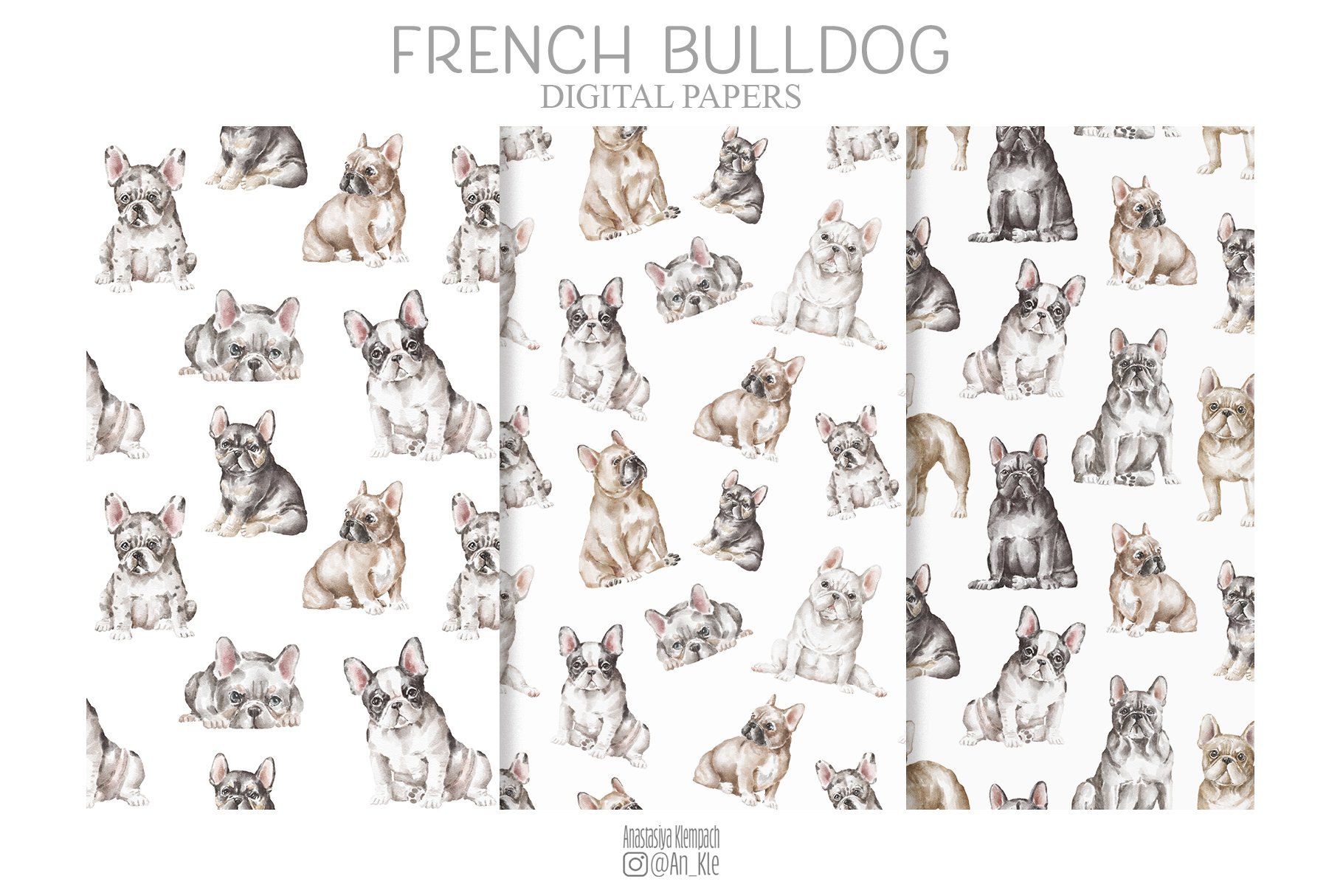 french bulldog seamless patterns digital papers download 823